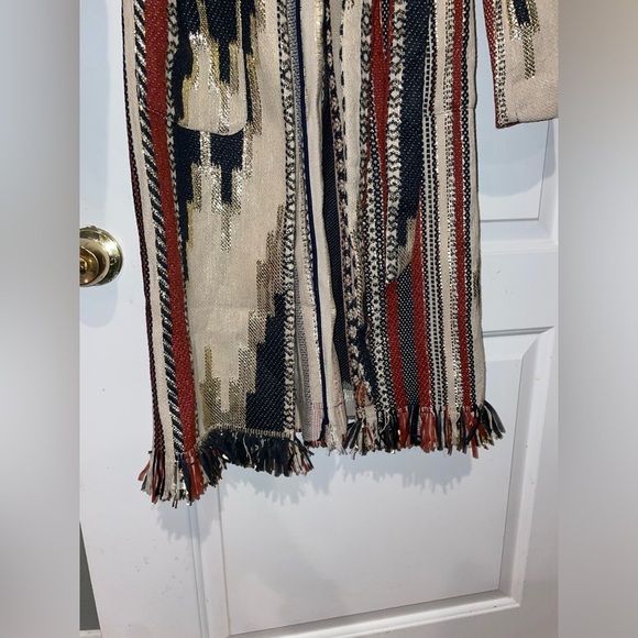New! 🤠 Ramy Brook Cody Belted Fringe Jacquard Western Boho Cardigan/ Jacket 🤠 S - Picture 15 of 16
